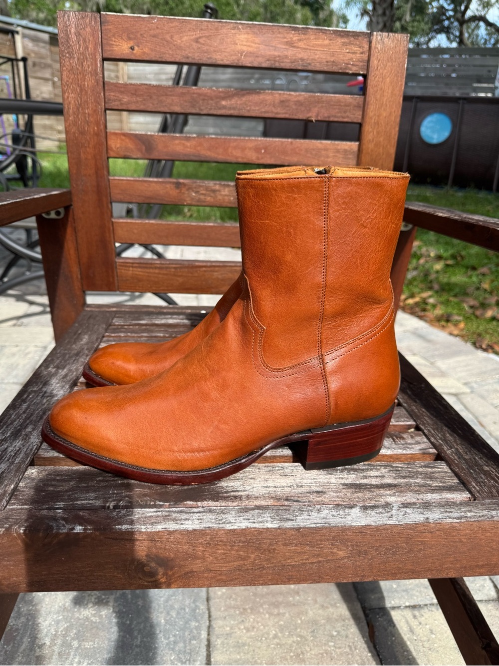 Ariat Bench Made Brewer Aged Cognac Leather Cowboy Western Zip Boot 11.5 EE